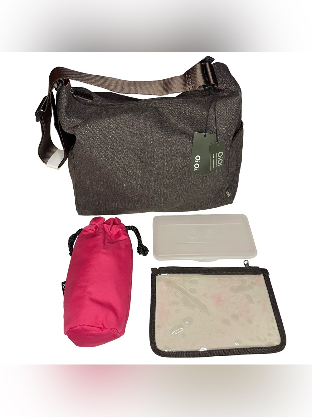 NWT Oioi Diaper Messenger Bag w/ Accessories - Cooler Insulated Pouch Wipes Case